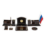 Настольный письменный набор с часами из природного камня обсидиана  Gift for Manager варинант исполнения - 1 | Loft Concept в Екатеринбурге