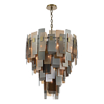 Люстра с многослойными стеклянными панелями янтарного и дымчатого цвета Textured Glass Chandelier варинант исполнения - 3 | Loft Concept в Екатеринбурге