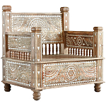 Деревянное кресло из массива манго с резьбой Vela Grey Mango Chair варинант исполнения - 1 | Loft Concept в Екатеринбурге