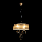 Люстра подвесная круглая с тканевым полупрозрачным абажуром и подвесками 4 лампы Gilded Elegance варинант исполнения - 1 | Loft Concept в Екатеринбурге