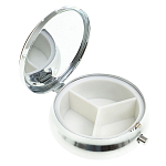 Таблетница карманная круглая с 3-мя отделениями с зеркалом и накладкой из натурального камня Апатит Желтый Silver Stone Pillboxes варинант исполнения - 2 | Loft Concept в Екатеринбурге