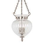 Подвесной светильник цвета никель с прозрачным ребристым стеклянным плафоном в классическом стиле Elstead Lighting варинант исполнения - 1 | Loft Concept в Екатеринбурге