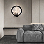 Светодиодное бра круглой формы с металлической рамой черного цвета Marble Glow варинант исполнения - 3 | Loft Concept в Екатеринбурге