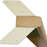 Обеденный стол с прямоугольной бежевой столешницей из стекла на 4-х деревянных ножках Beige Marble варинант исполнения - 5 | Loft Concept в Екатеринбурге