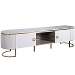 Тумба под телевизор белая овальная с мраморной столешницей Thoroughbass варинант исполнения - 1 | Loft Concept в Екатеринбурге