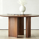 Стол обеденный круглый с двойной столешницей Walnut Wood Table варинант исполнения - 4 | Loft Concept в Екатеринбурге