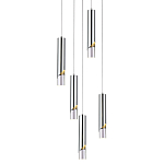 Подвесной светильник Metal Acrylic Tube Five Chrome Hanging Lamp варинант исполнения - 1 | Loft Concept в Екатеринбурге