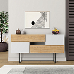 Комод c 2-мя белыми дверцами и 2-мя выдвижными ящиками цвета древесины EROS CONSOLE OAK WHITE варинант исполнения - 1 | Loft Concept в Екатеринбурге