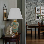 Настольная лампа бирюзовая с цветочным принтом Turquoise Flight варинант исполнения - 5 | Loft Concept в Екатеринбурге