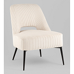 Кресло лаунж Бостон велюр рельефный молочный на черных ножках варинант исполнения - 1 | Loft Concept в Екатеринбурге