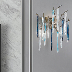 Бра с ветвистым каркасом из металла и подвесками из стекла Droplet Chandelier варинант исполнения - 1 | Loft Concept в Екатеринбурге