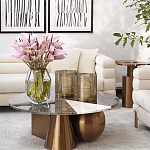 Дизайнерский журнальный стол с круглой столешницей на 3-х геометрических ножках Lehumod варинант исполнения - 3 | Loft Concept в Екатеринбурге