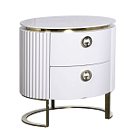 Тумбочка белая овальная с мраморной столешницей Thoroughbass варинант исполнения - 1 | Loft Concept в Екатеринбурге