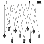 Подвесной светильник черными плафонами на длинных пересекающихся тросах Construction варинант исполнения - 7 | Loft Concept в Екатеринбурге