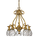 Люстра цвета латунь с 5-ю плафонами из рельефного стекла в форме ананаса Hinkley варинант исполнения - 1 | Loft Concept в Екатеринбурге