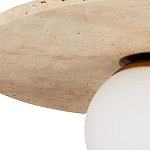 Потолочный светильник из травертина с плафоном из белого матового стекла Marble Glow варинант исполнения - 1 | Loft Concept в Екатеринбурге