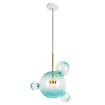 Подвесной светильник с прозрачными бирюзовыми стеклянными шарами и золотыми деталями Диаметр 43 Giopato & Coombes варинант исполнения - 1 | Loft Concept в Екатеринбурге