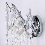 Бра цвета хром с ветвями и прозрачными стеклянными подвесками в виде вытянутых спиральных капель Droplet Chandelier варинант исполнения - 6 | Loft Concept в Екатеринбурге