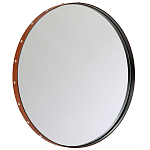 Зеркало овальное в металлической раме с кожаной отделкой Loft in Reflection варинант исполнения - 1 | Loft Concept в Екатеринбурге