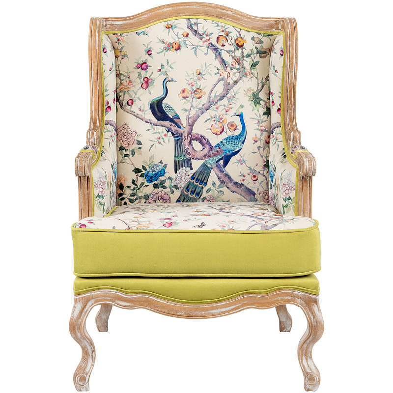 Кресло из натурального бука бежевое с изображением птиц и цветов Beige Green Chinoiserie Garden Armchair Мульти Бежевый Салатовый Кресло из натурального бука бежевое с изображением птиц и цветов Beige Green Chinoiserie Garden Armchair Мульти Бежевый Салатовый в Екатеринбурге | Loft Concept