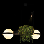 Подвесной светильник с 2-мя шарообразными плафонами и цилиндрическим спотом Light of Еyes варинант исполнения - 5 | Loft Concept в Екатеринбурге