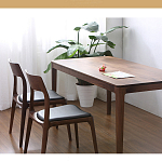 Стул деревянный с мягким сиденьем из черной натуральной кожи Moon Walnut Furniture варинант исполнения - 1 | Loft Concept в Екатеринбурге