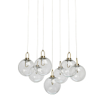 Люстра с 7-ю плафонами из прозрачного стекла в форме шара Orb Cascade  варинант исполнения - 1 | Loft Concept в Екатеринбурге