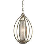 Подвесной светильник овальной формы с цилиндрическим плафоном в цвете сусальное серебро Kichler варинант исполнения - 1 | Loft Concept в Екатеринбурге