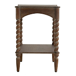 Приставной столик деревянный с резными ножками и нижней полкой Vintage Side Table Brown Wood варинант исполнения - 3 | Loft Concept в Екатеринбурге