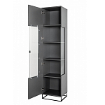 Шкаф-витрина цвета графит с полками и стеклянной дверью Strict Lines варинант исполнения - 3 | Loft Concept в Екатеринбурге