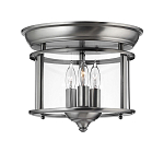 Потолочный светильник в форме фонаря с прозрачным цилиндрическим плафоном и тремя лампами в форме свечей Hinkley варинант исполнения - 1 | Loft Concept в Екатеринбурге