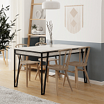 Стол обеденный с прямоугольной столешницей пыльного белого цвета на 4-х металлических ножках PAL ANCIENT WHITE варинант исполнения - 3 | Loft Concept в Екатеринбурге