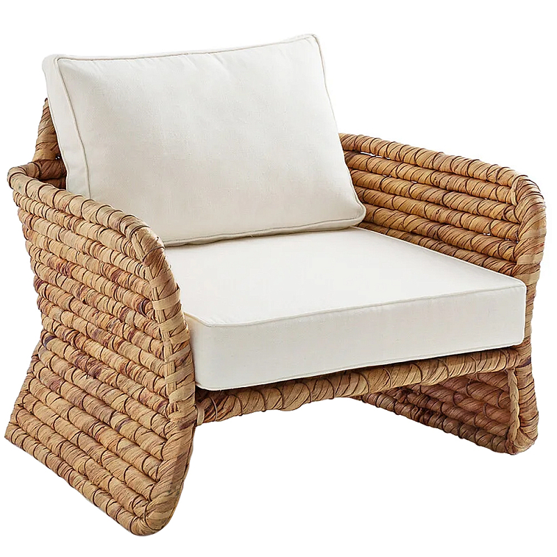 Кресло из плетеного гиацинта Gardner Wicker Armchair Коричневый Молочный в Екатеринбурге | Loft Concept 