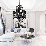 Люстра подвесная с плиссированными абажурами и множеством подвесок черного цвета Диаметр 62 см Lustre Reverie варинант исполнения - 4 | Loft Concept в Екатеринбурге