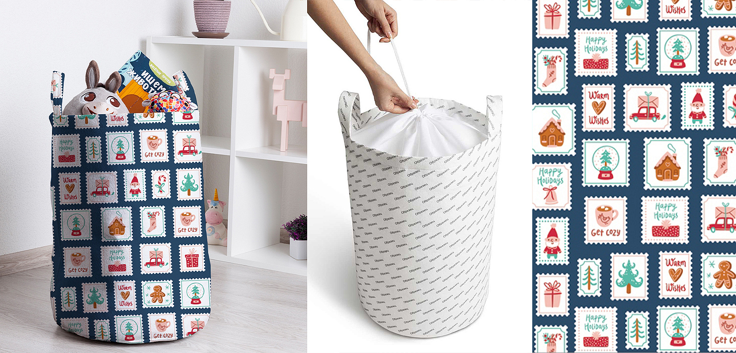 Корзина New Year Postage Stamps Basket Корзина New Year Postage Stamps Basket - Loft-Concept в Екатеринбурге