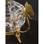 Конфетница из прозрачного рельефного стекла с ручками в виде стрекоз и фигуркой лебедя Eden Garden варинант исполнения - 4 | Loft Concept в Екатеринбурге