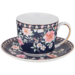 Чайный сервиз из фарфора синий на 6 персон 14 предметов Flower Porcelain Collection варинант исполнения - 2 | Loft Concept в Екатеринбурге