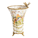 Ваза из фарфора с бронзовой стрекозой  Paradise Dragonfly варинант исполнения - 6 | Loft Concept в Екатеринбурге