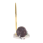 Часы настольные с шариковой металлической ручкой из натурального камня Stone Clock варинант исполнения - 3 | Loft Concept в Екатеринбурге