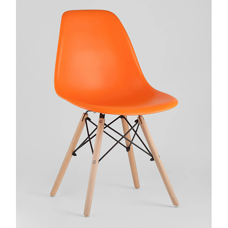 Пластиковый стул на ножках из массива бука Eames Orange Оранжевый Древесина в Екатеринбурге | Loft Concept 