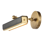 Светильник для картин цвет винтажная латунь с прямоугольным плафоном из кожи черного цвета Alora варинант исполнения - 4 | Loft Concept в Екатеринбурге