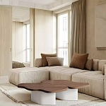 Дизайнерский журнальный стол с фигурной столешницей на белом основании Holarisex варинант исполнения - 1 | Loft Concept в Екатеринбурге