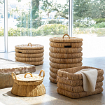 Плетеная корзина с крышкой из плетеного бананового дерева Zuwena Wicker Basket варинант исполнения - 6 | Loft Concept в Екатеринбурге