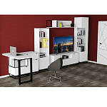 Стеллаж книжный белый с 3-мя открытыми полками и дверкой Strict Lines варинант исполнения - 6 | Loft Concept в Екатеринбурге