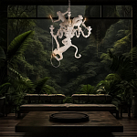 Люстра с тремя фигурами обезьян с лампочками в руках белого цвета Hanging Monkey варинант исполнения - 10 | Loft Concept в Екатеринбурге
