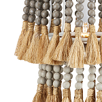 Подвесной светильник двухъярусный с декором из круглых деревянных бусин с кисточками Gray Brown Wooden Beads Chandelier варинант исполнения - 1 | Loft Concept в Екатеринбурге