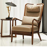 Кресло c каркасом из массива дерева и с мягким подголовником Walnut Armchair варинант исполнения - 1 | Loft Concept в Екатеринбурге