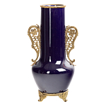 Ваза темно-синяя фарфоровая с бронзовыми ручками и ножками Eden Garden варинант исполнения - 1 | Loft Concept в Екатеринбурге