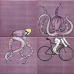 Плитка с узором Осьминог велосипедист варинант исполнения - 2 | Loft Concept в Екатеринбурге