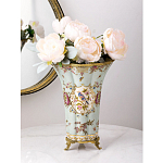 Ваза голубого цвета из фарфора с цветочным рисунком и бронзовой стрекозой Blue Garden варинант исполнения - 4 | Loft Concept в Екатеринбурге